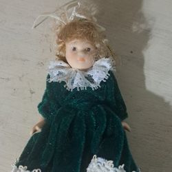 Mini Porcelain Doll Ornament 