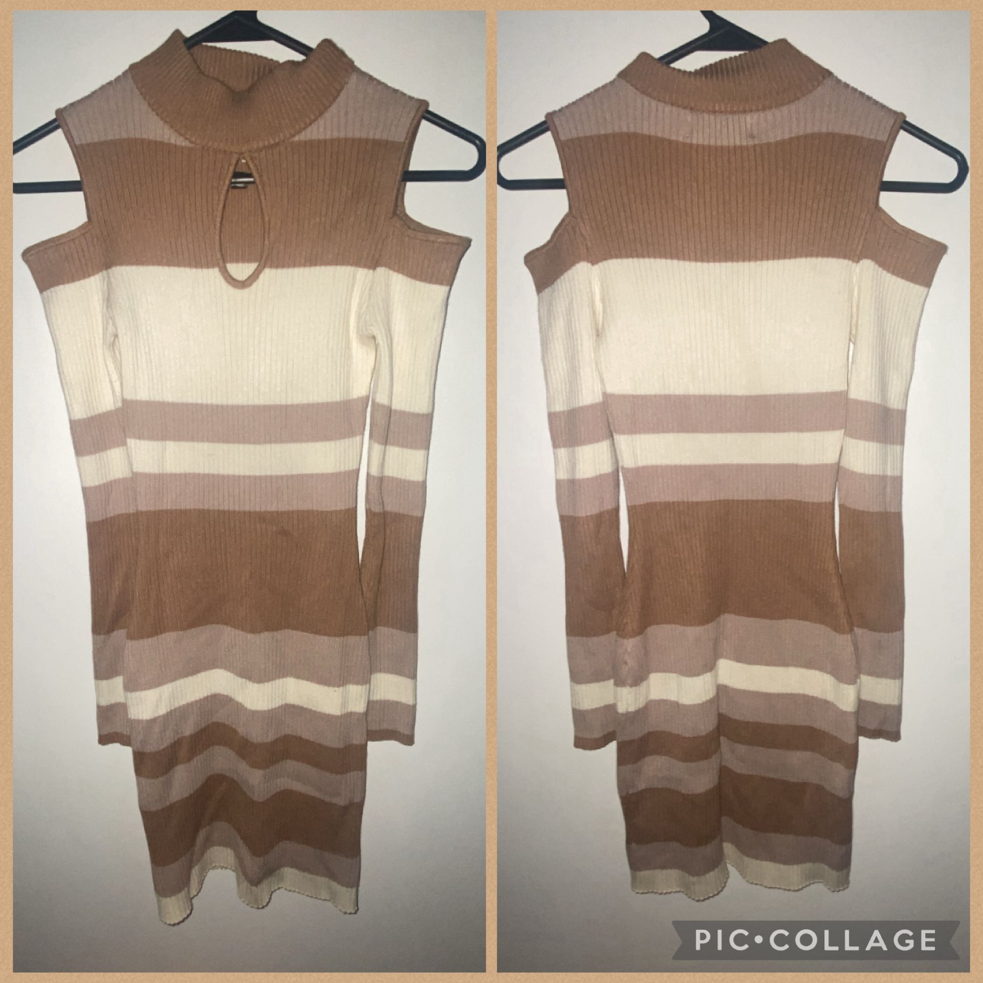 Brown & Cream Sweater Dress
