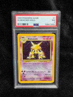 1999 Pokémon Alakazam 1/102 Base Set Holo Rare English PSA 7