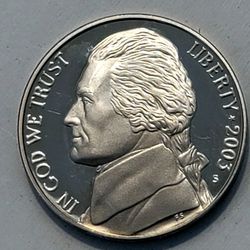 Proof 2003 S Jefferson Nickel San Francisco Mint 