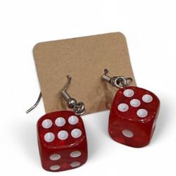 Red Dice Earrings with White Dots
