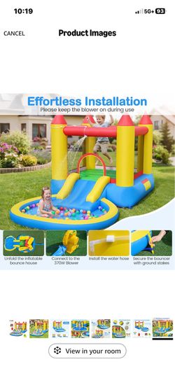 COSTWAY Inflatable Bounce House Kids Slide Jumping Castle Bouncer w/Pool and 580W Blower