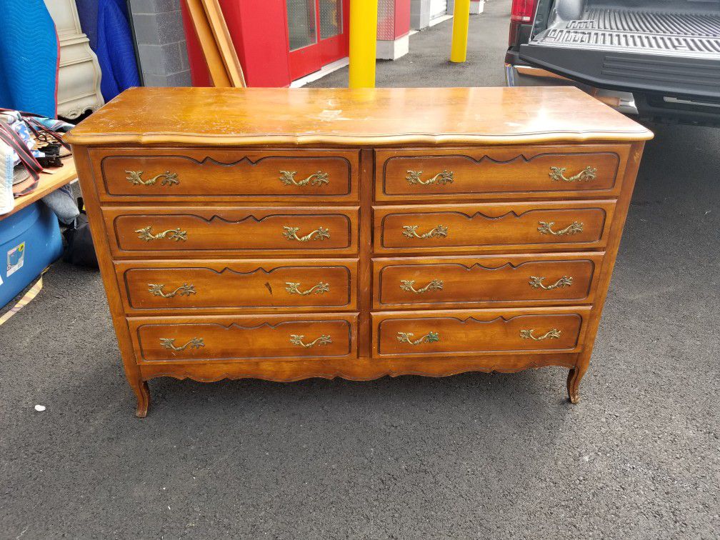 French Provencial all wood dresser, chest 8 drawer