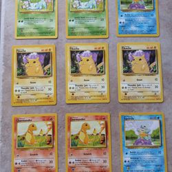 9 Cards Of 1995 Base Set Pokemon Cards 