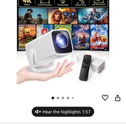 Mini Projector, Portable Projector 4K & Full HD 1080P Support, 270° Rotation Outdoor Projector, Movie Projector Compatible with Smartphone, TV Stick, 