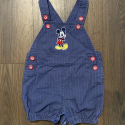 Unisex Disney Baby Mickey Mouse Blue Overall Shorts 6-9M