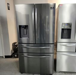 Samsung 4‑Door French Door Fridge – Black Stainless, Ice/Water