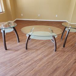 Glass Coffee and End Table Set