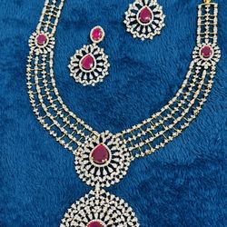 Ruby Jewelry Set With Detachable Pendant 