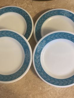 11 Corning Decor Dessert Plates 6 3/4” Turquoise Design 704-30