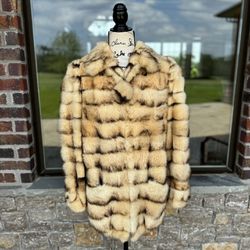 Women’s Large Sable Fitch Fur Bomber Jacket Full Zipper Front Real Genuine Fur 