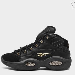 REEBOK QUESTION MID BASKETBALL SHOES Black/gold Size 9.5