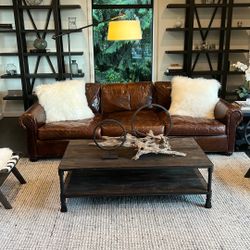 9' Restoration Hardware Lancaster Leather Couch
