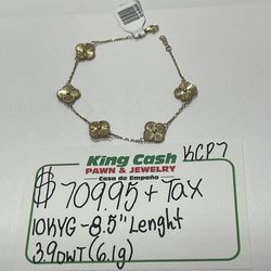 CLOVER BRACELET 10KT YG, 6.1 GRAMS, 8” LENGHT