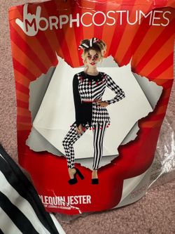 Xl clown harlequin jester outfit costume
