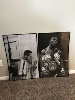 Set of 2 Framed Wall Art Prints – Malcolm X & Mike Tyson