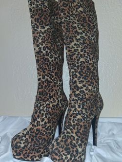 leopard print stiletto boots