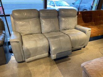LA-Z-BOY Apollo Grey Leather Three Seater Couch