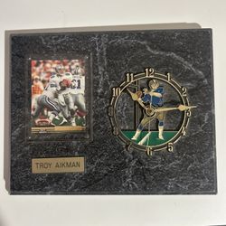 Troy Aikman 1995 Pro Set Card Analog Clock Plaque Dallas Cowboys NFL