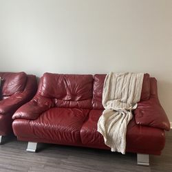 italian red leather couches