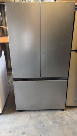 Samsung Bespoke 30 cu. ft. Standard Depth 3-Door French Door Smart Refrigerator in Stainless Steel with Beverage Center