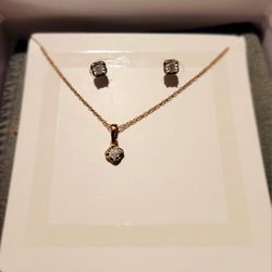 Diamond Earrings And Necklace Set