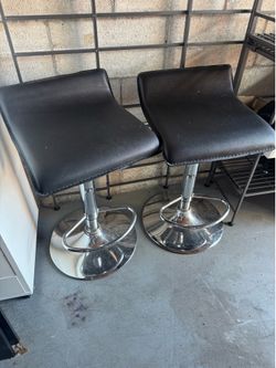 Set of 2 Modern Adjustable Bar Stools - Black/Chrome