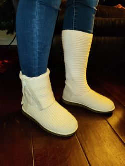 SO Sparkle Women's Foldover Sweater Boots Size 6 (Medium)