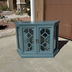 Refinished Blue Solid Wood Dispay Case