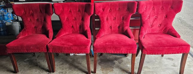 4 Red Velvet Chairs