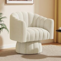Swivel Accent Chair, 360° Swivel Barrel Chair with Armrest, Velvet Upholstered Single Sofa Reading Chair for Living Room,Bedroom,Waiting Room(Beige)


