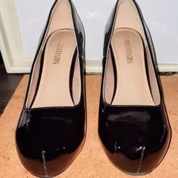 Dream Pairs Black Patent Rounded Toe Pumps Heels Size 8.5