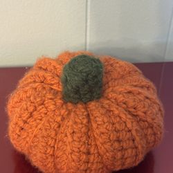 Hand Knitted Orange Felt Pumpkin