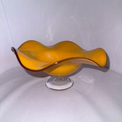 Vintage Teleflora Orange Glass bowl 