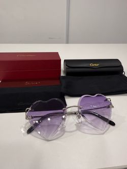 Cartier Glasses Purple Heart (Diamond Cut) Silver Frame