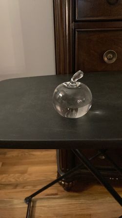 Clear Glass Apple Paperweight