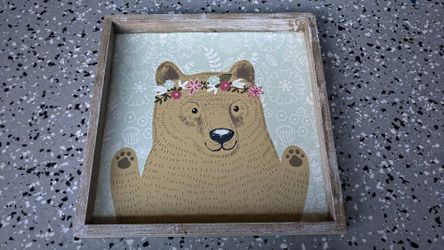 Bear Portrait rustic wood frame