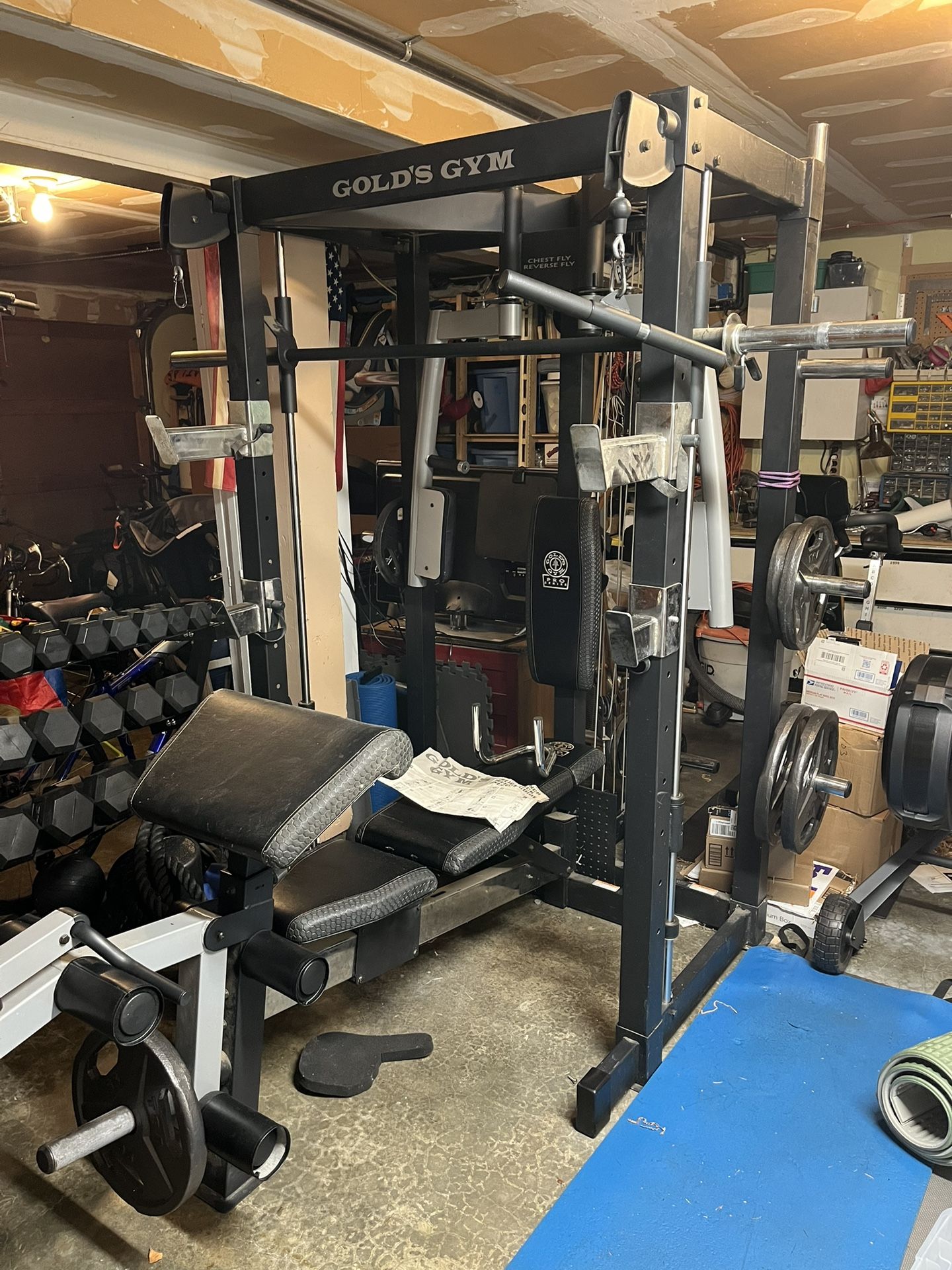 Golds Gym Pro Series All In One Workout Machine With Weights And Olympic Barbell Included