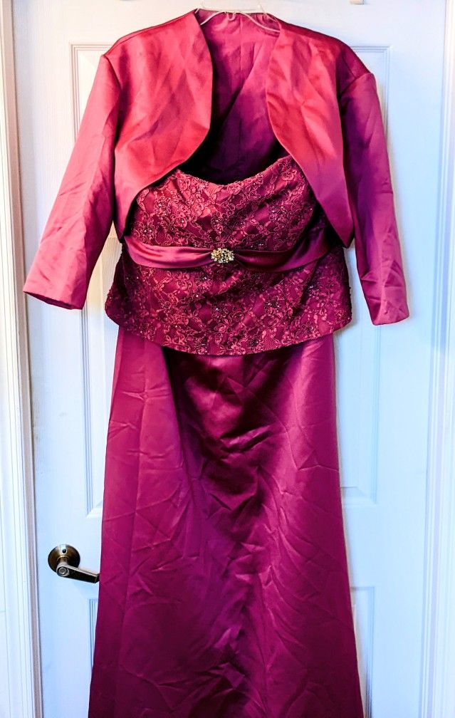 Jordan Fashions Caterina Collection Mother Of The Bride Prom Homecoming Long Sequined Dress W Bolero Jacket In Rose 🌹