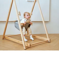 Wooden A-frame, baby bouncer
