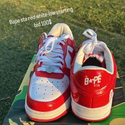 bape sta-red and white-size 7