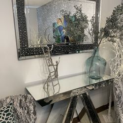 Large Decorative Mirror & Mirrored Console Table