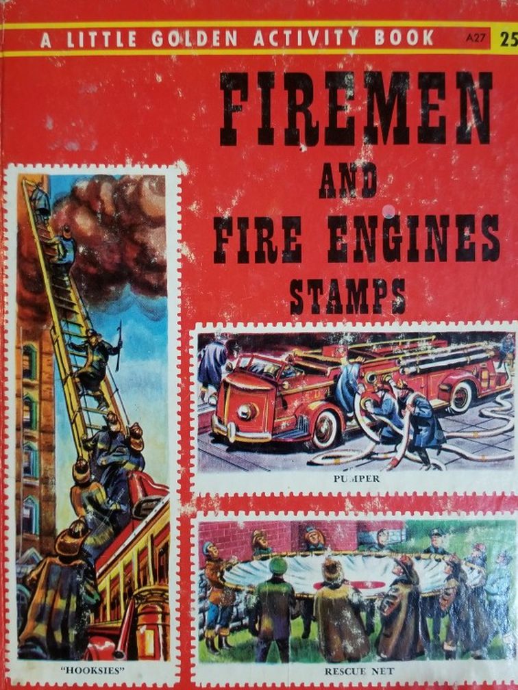 A Little Golden Activity Book/Stamp Book #A27 Firemen And Fire Engines 1959