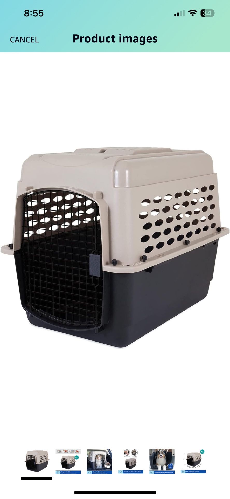 Petmate Vari Dog Kennel 32", Taupe & Black, Portable Dog Crate for Pets 30-50lbs, Made in USA