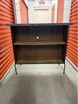 Modern Industrial Bar Table with Storage Shelves