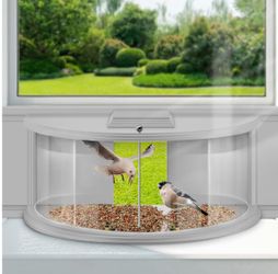 Window Bird Feeders for Viewing Inside House, 180° Clear View, Stable & Durable, Easy to Install and Feed, Windproof Baffle, No Gaps, for 24-38 Inch W