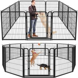J341-Kfvigoho Dog Playpen Outdoor Extra Wide 12 Piece Panels Heavy Duty Dog Fence 47" Height Anti-Rust with Doors Portable for RV Camping Yard, Total