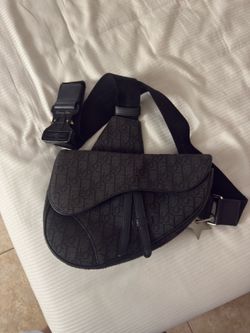 Oblique Mens Saddle Bag Black Christian Dior