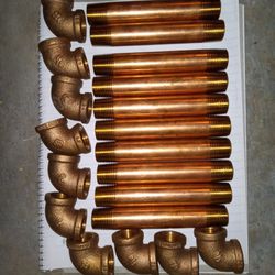 Brass  1/2" Nipples 5" Length (10) With Brass Elbows 