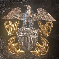 Vintage USN Garrison Badge Hat Screw Back Pin